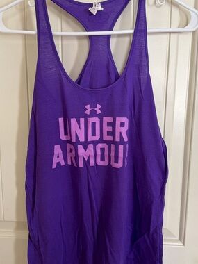 Under Armour Purple Racerback Tank with lavender color Logo